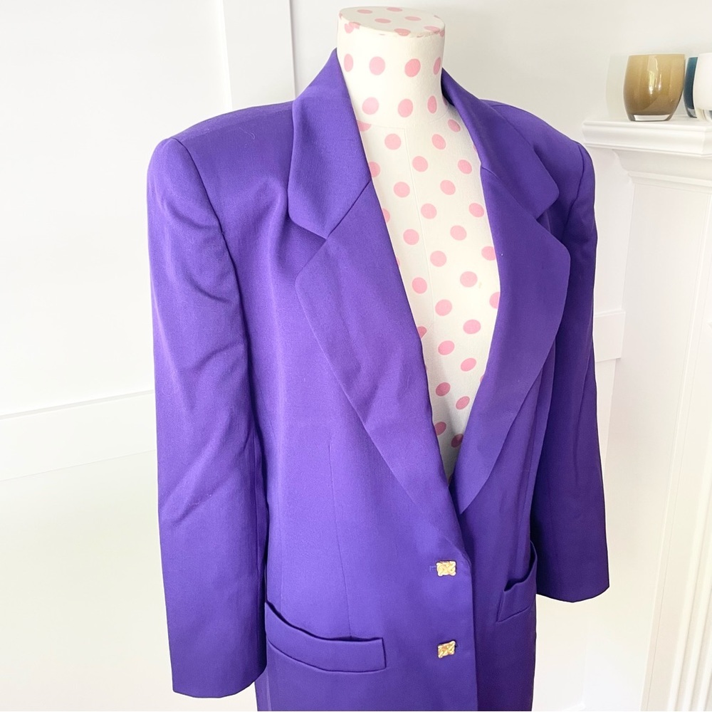Dana Buchman Wool Blazer Vintage Purple Gold Size 8 Women’s - Picture 3 of 11